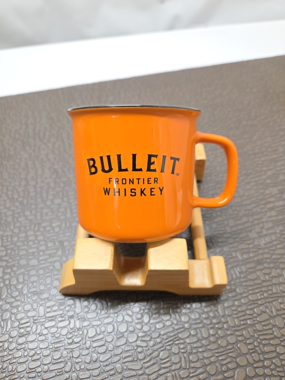 Bulleit Frontier Whiskey Porcelain Ceramic Bourbon Mug Orange/Black
